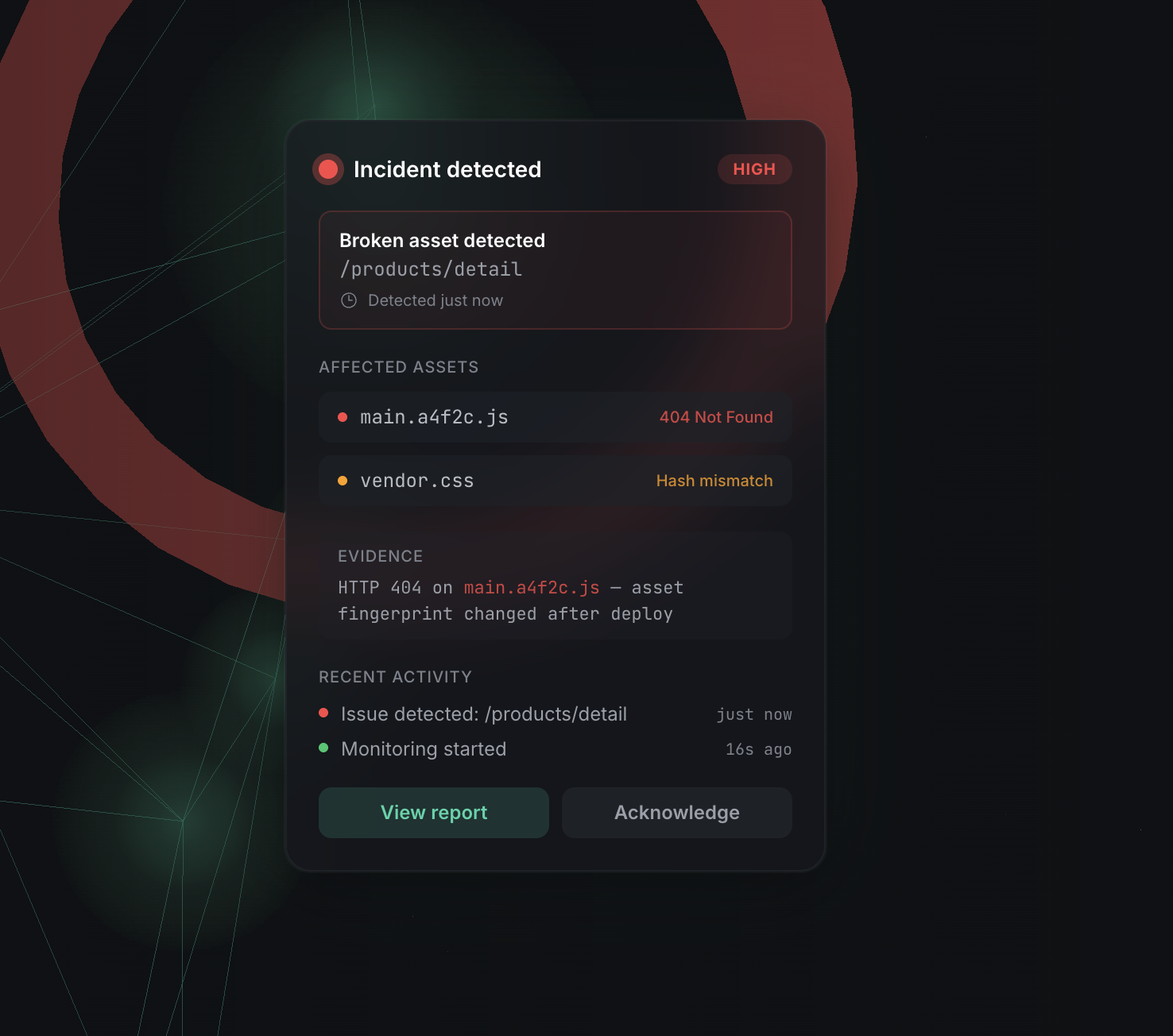Sitewatch incident detection med broken asset og root cause analyse