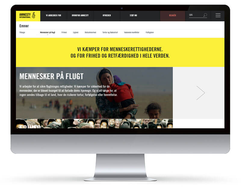 Screenshot fra Amnesty Danmark projekt