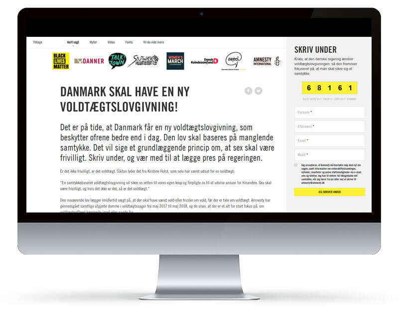 Screenshot fra Amnesty Danmark projekt
