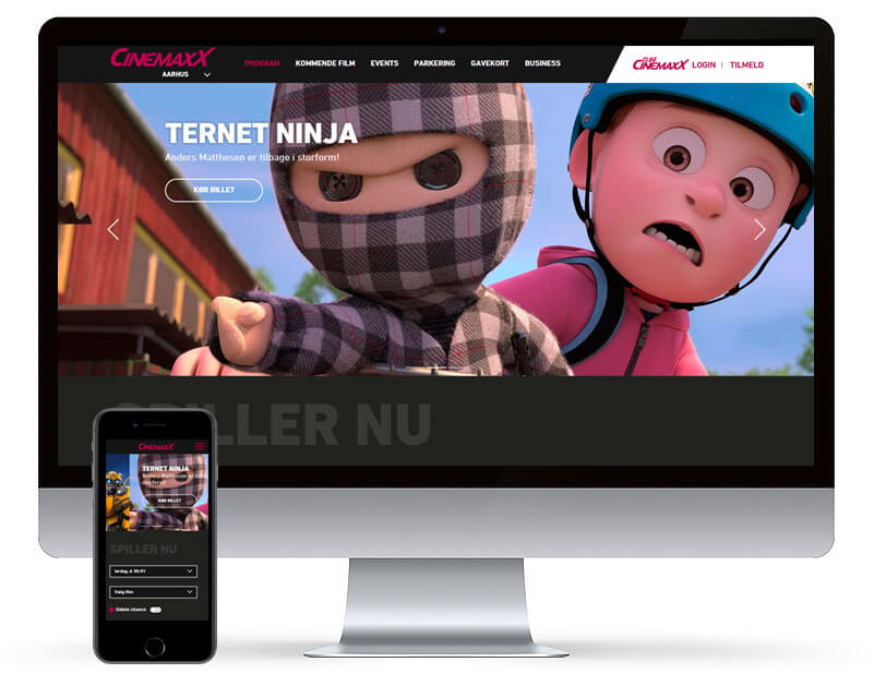 Screenshot fra CinemaxX — Website & Online Booking projekt