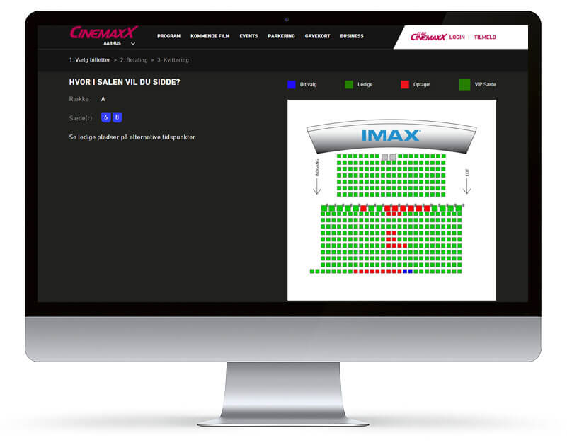 Screenshot fra CinemaxX — Website & Online Booking projekt