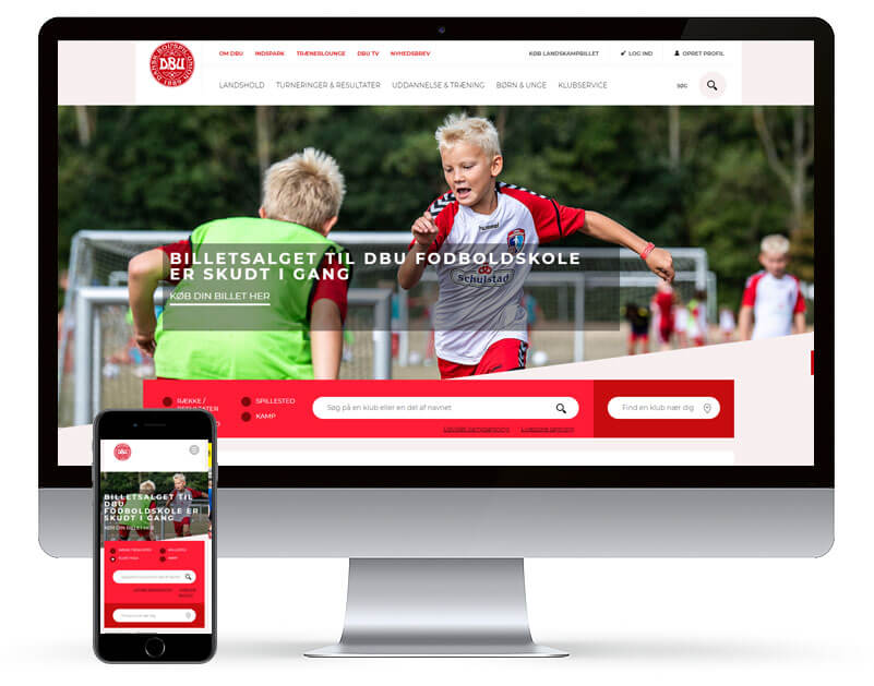 Screenshot fra DBU.dk — Redesign projekt