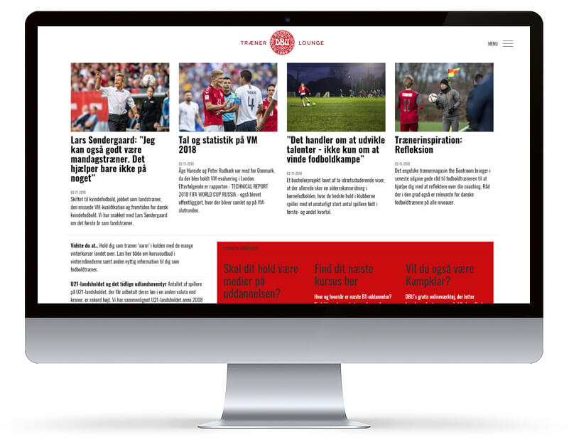 Screenshot fra DBU.dk — Redesign projekt