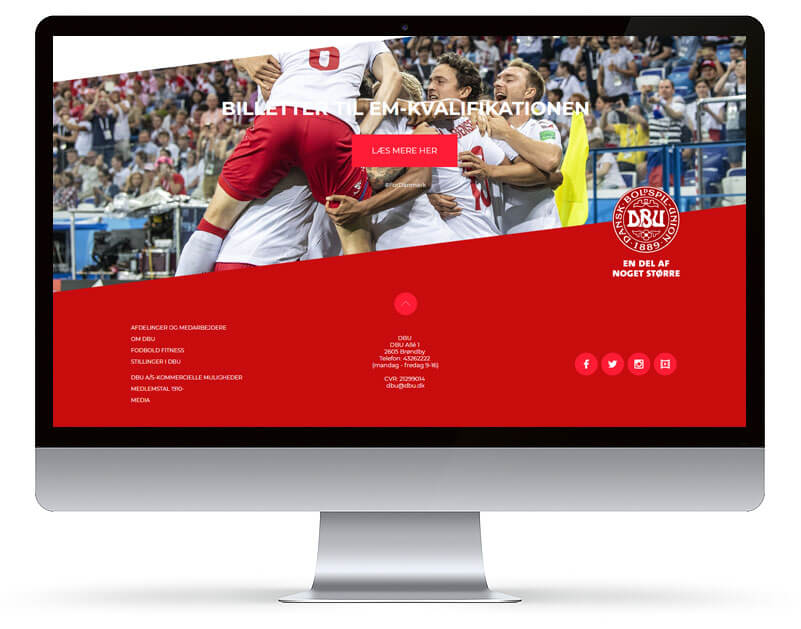 Screenshot fra DBU.dk — Redesign projekt