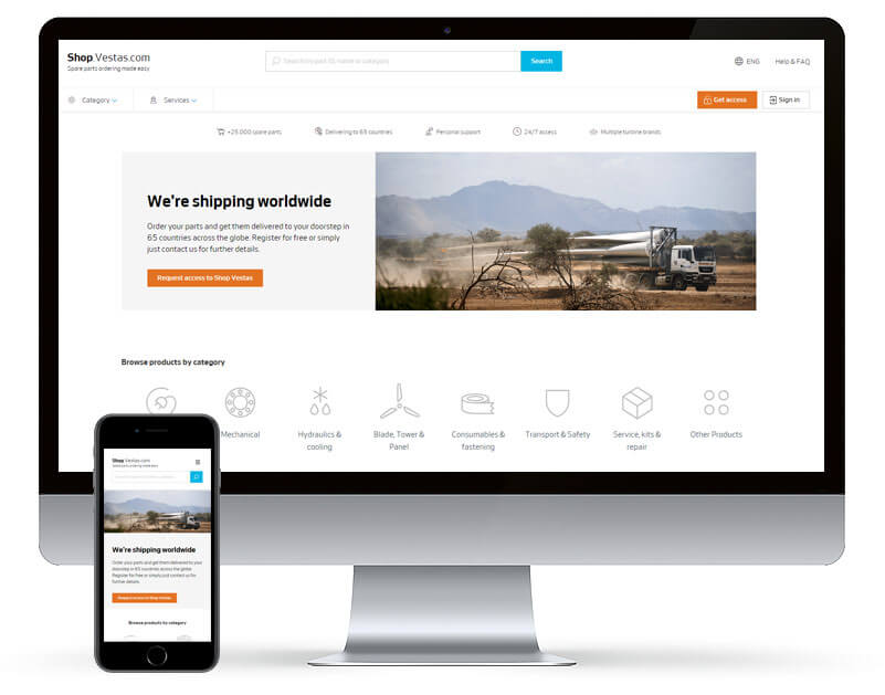 Screenshot fra Shop Vestas projekt