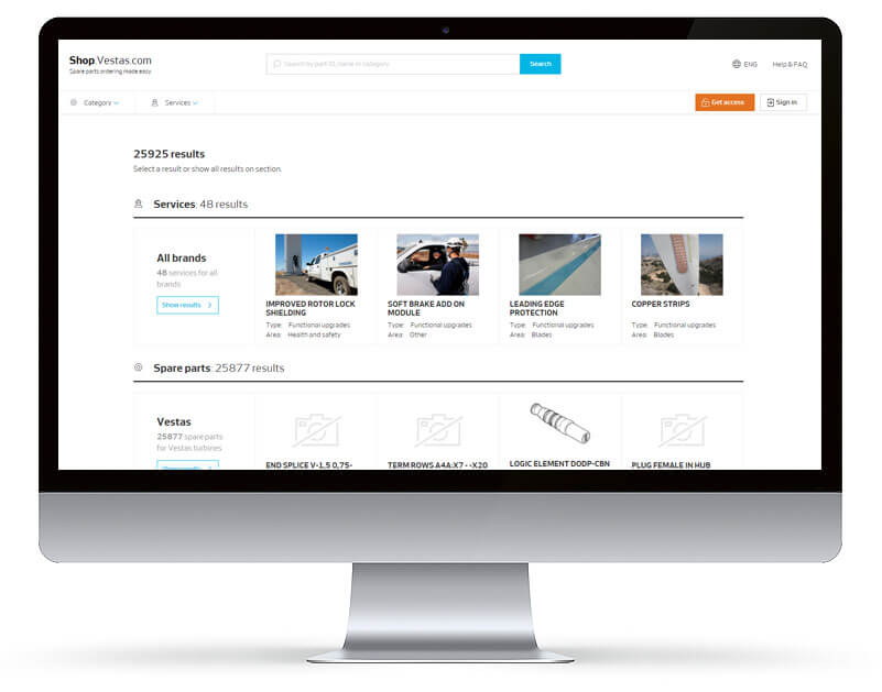 Screenshot fra Shop Vestas projekt