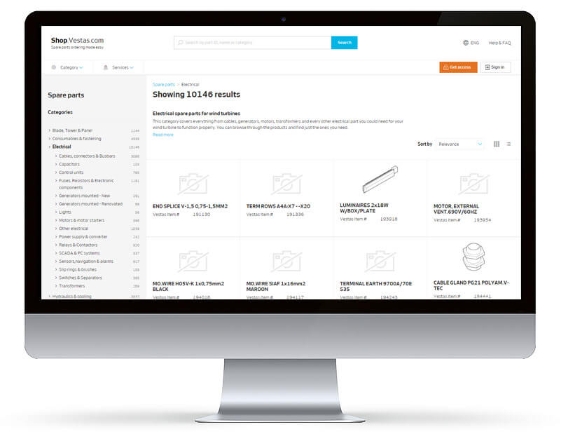 Screenshot fra Shop Vestas projekt